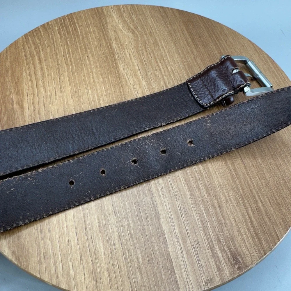 Eddie Bauer Leather Belt 38‎ Brown Pebbled Gorpcore Rugged Outdoor Classic